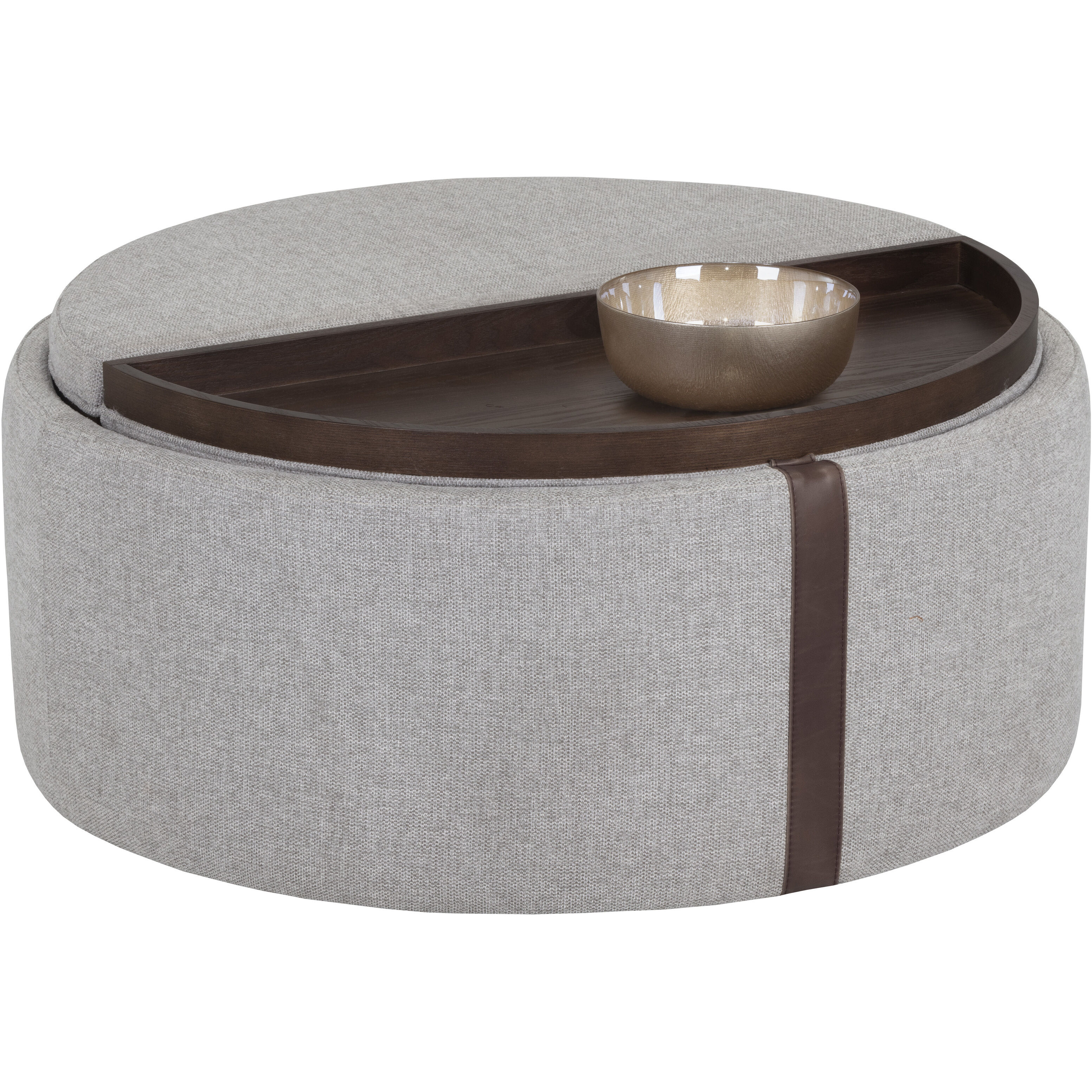 Borelli 17.25 inch Belfast Heather Grey / Autumn Chestnut Wheeled Storage Ottoman, Wheeled